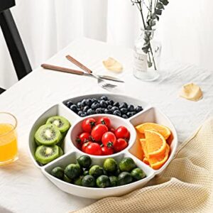 Sweese 712.101 Chip & Dip Serving Set, Porcelain Divided Serving Platter, Relish Tray, Perfect for Chips and Dip, Veggies, Candy and Snacks, White