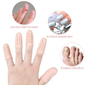 20 Pieces Gel Finger Cots Silicone Finger Protectors Silicone Finger Caps Breathable Gel Finger Cots Holes Silicone Toe Sleeves for Eczema Wounds Cracking Blisters Broken Arthritis (Nude Color)