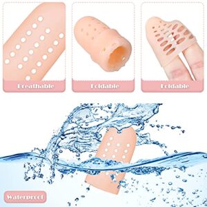 20 Pieces Gel Finger Cots Silicone Finger Protectors Silicone Finger Caps Breathable Gel Finger Cots Holes Silicone Toe Sleeves for Eczema Wounds Cracking Blisters Broken Arthritis (Nude Color)