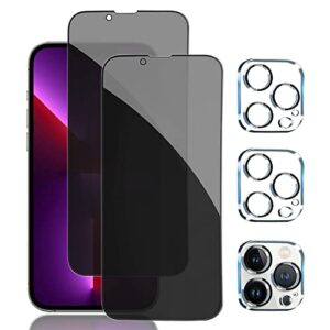 pehael [2+2 pack] iphone 13 pro max privacy screen protector with camera lens protector full coverage anti-spy tempered glass film 9h hardness upgrade edge protection easy installation bubble free [6.7 inch]