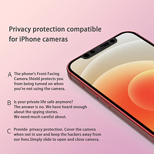 Phone Front Camera Cover,Webcam Cover Compatible for iPhone X/XS/XR/XS Max, iPhone 11/11 Pro/11 Pro Max,iPhone 12/12 Mini /12Pro /12Pro Max,Protect Privacy and Security,Not Affect Face ID(Black)