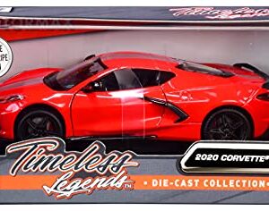 Motormax Toy 2020 Chevy Corvette C8 Stingray Red with Silver Racing Stripes Timeless Legends 1/24 Diecast Model Car by Motormax 79360