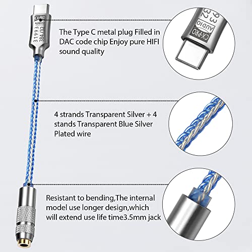 Girftu USB C to 3.5mm Adapter CX31993 Earbuds CX-PRO DAC Headphone Amp with 3.5mm Output SNR128dB PCM 32b/384kHz for Android Windows Phone Call and Line Control