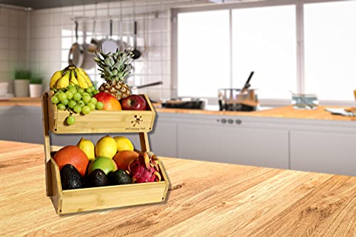 Bamboo Storage Bin - Multipurpose Open Front Stacking Bins for Kitchen & Pantry - Configurable as 2 Tier Bamboo Fruit Basket on Countertop – Ideal for Vegetables, Potato and Onion Storage Bin