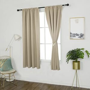 merryfeel blackout window curtains - rod pocket room darkening light & noise reducing thermal insulated window draperies for bedroom/living room (wheat, 2 panels, 37 inches wide x 63 inches long)