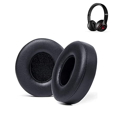 Replacement Earpads Compatible with Beats Solo 2 & Solo 3 Wireless On-Ear Headphones, Soft Memory Foam and Protein Leather Headset Ear Cushion Cover,Stronger Adhesive