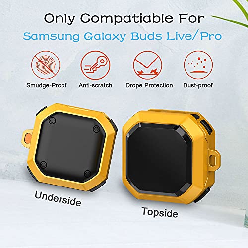 Wocoxo Compatible with Galaxy Buds Pro Case/Galaxy Buds Live Case, Shock-Proof Portable Protective Cover with Keychain (Yellow)