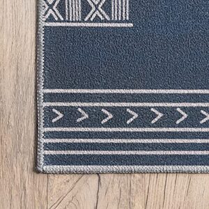 nuLOOM Arina Machine Washable Global Inspired Simplistic Tribal Area Rug, 5' x 8', Navy