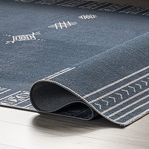 nuLOOM Arina Machine Washable Global Inspired Simplistic Tribal Area Rug, 5' x 8', Navy