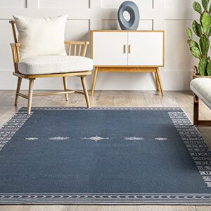 nuLOOM Arina Machine Washable Global Inspired Simplistic Tribal Area Rug, 5' x 8', Navy