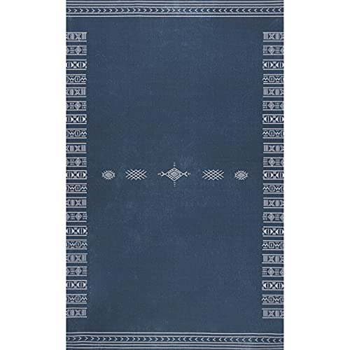 nuLOOM Arina Machine Washable Global Inspired Simplistic Tribal Area Rug, 5' x 8', Navy