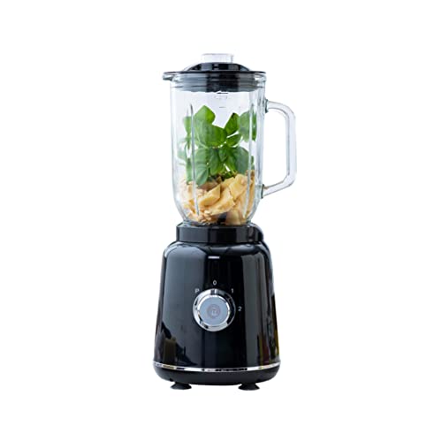 MasterChef Glass Blender for Shakes and Smoothies, Milkshake Maker, Frozen Drink & Margarita Machine, For Fruit Juice with Ice, Soup, Sauces, Food Puree etc, Stainless Steel Blades, 33oz, 400w, Black