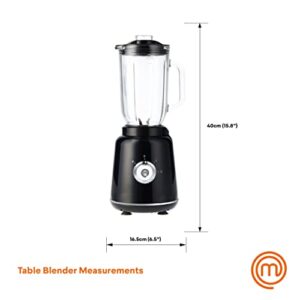 MasterChef Glass Blender for Shakes and Smoothies, Milkshake Maker, Frozen Drink & Margarita Machine, For Fruit Juice with Ice, Soup, Sauces, Food Puree etc, Stainless Steel Blades, 33oz, 400w, Black