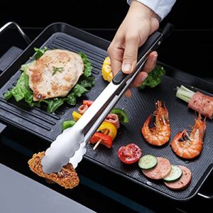 12 Inch Barbecue Tongs, Stainless Steel BBQ Tongs, Premium Grill Tongs for Cooking, Metal Tongs for Massive Meat, Locking Kitchen Tongs, Stylish Sturdy Cooking Tongs