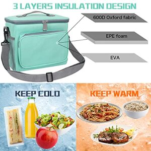 10L Lunch Bag - Insulated Lunch Bag for Men & Women, Adult Lunch Boxes for Men Heavy Duty with Adjustable Shoulder Strap, Reusable Fleakproof Lunch Box for Office School Picnic Beach (green)