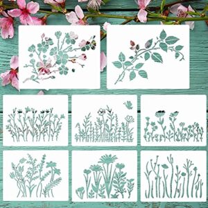 wild flower stencils for painting 11x8.3" large flower stencil for walls leaf cherry blossom vine stencils reusable drawing stencils for painting on wood wall canvas furniture card