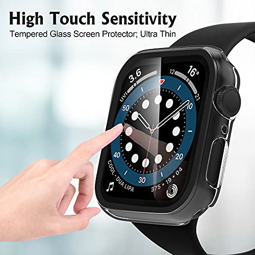 Arae Watch Case 2 Packs Compatible for Apple Watch Series 6 5 4 SE 40mm for Women Men with Tempered Glass Screen Protector - Clear/Transparent