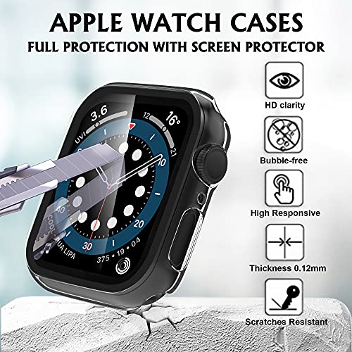 Arae Watch Case 2 Packs Compatible for Apple Watch Series 6 5 4 SE 40mm for Women Men with Tempered Glass Screen Protector - Clear/Transparent