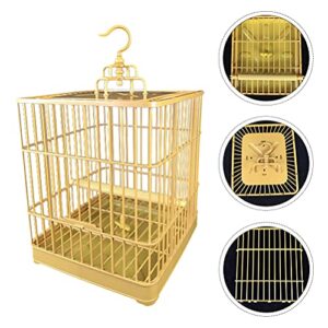 Baluue 1 Set Bird Cage Plastic Parrot Cockatiel Cage with Standing Pole Hanging Hook Pet