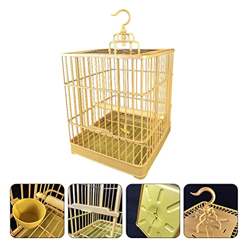 Baluue 1 Set Bird Cage Plastic Parrot Cockatiel Cage with Standing Pole Hanging Hook Pet