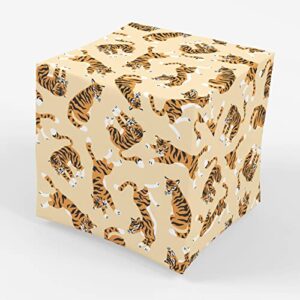 stesha party tiger wrapping paper funny present gift wrap folded flat 30 x 20 inch, 3 sheets