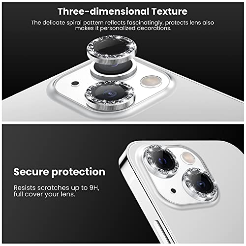 Tensea for iPhone 13 mini/iPhone 13 Camera Lens Protector, 9H Tempered Glass Camera Cover Screen Protector Metal Individual Ring for iPhone 13mini 5.4 inch / iPhone13 6.1 inch 2021