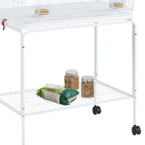 Topeakmart Flight Breeding Bird Cage for Parrots Lovebirds Parakeets with Detachable Rolling Stand, White