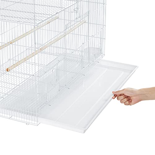 Topeakmart Flight Breeding Bird Cage for Parrots Lovebirds Parakeets with Detachable Rolling Stand, White