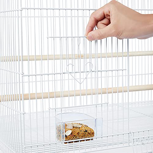 Topeakmart Flight Breeding Bird Cage for Parrots Lovebirds Parakeets with Detachable Rolling Stand, White