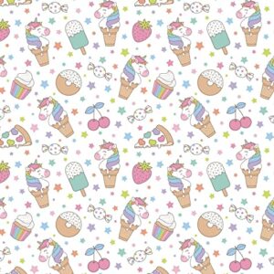 Stesha Party Unicorn Donut Wrapping Paper Girl Birthday Gift Wrap, 30 x 20 Inch (3 Sheets)
