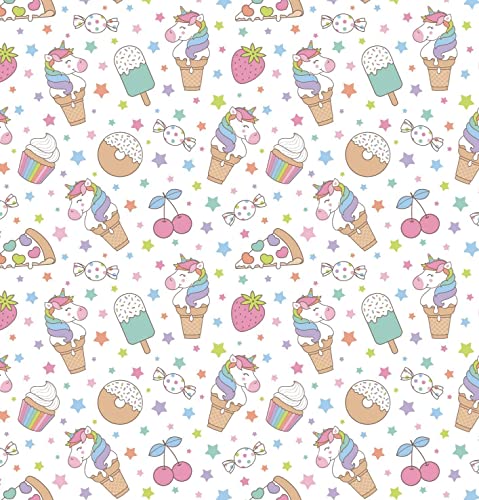 Stesha Party Unicorn Donut Wrapping Paper Girl Birthday Gift Wrap, 30 x 20 Inch (3 Sheets)