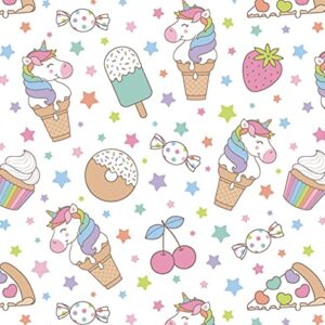 Stesha Party Unicorn Donut Wrapping Paper Girl Birthday Gift Wrap, 30 x 20 Inch (3 Sheets)