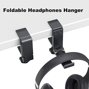 tempsnug Aluminum Headphone Stand Hanger Foldable with Cable Organizer Headset Holder, Non-Slip Desk Hook Space Save Universal Headphone Mount