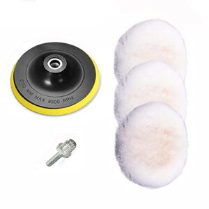 polishing pads: wool polishing buffing pads 3 pcs 6 inch wool polishing pads buffing polishing pads cleaner for car polishing with m14 drill adapter