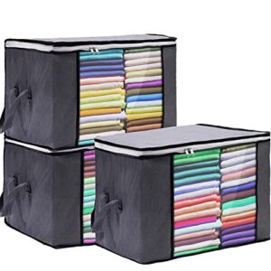 skyex shop storage bags for clothes, blanket storage bags with zipper, clothes storage organizer with reinforce handle, closet storage bins for sweater, linen clothing storage bags, sweater storage