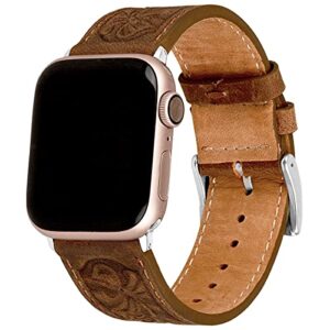 Falandi for Apple Watch Band Leather 41mm 40mm 38mm, Western Retro Leather Classical Replacement Smart Watch Band for iWatch Men Women Series 8 7 SE 6 5 4 3 2 1 (Retro Brown, 41/40/38mm)