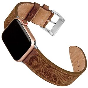 Falandi for Apple Watch Band Leather 41mm 40mm 38mm, Western Retro Leather Classical Replacement Smart Watch Band for iWatch Men Women Series 8 7 SE 6 5 4 3 2 1 (Retro Brown, 41/40/38mm)