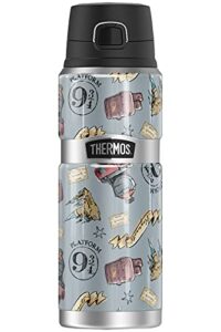 harry potter watercolor hogwarts express pattern thermos stainless king stainless steel drink bottle, vacuum insulated & double wall, 24oz