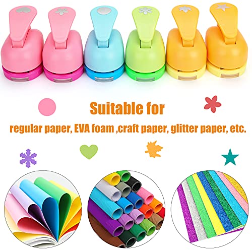 LoveInUSA Punch Craft Set, 6PCS Hole Punch Shapes Hole Puncher for Crafts Paper Punches Decorative Snowflake Star Circle Hole Puncher for Crafting Scrapbook Nail Designs