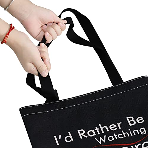 TSOTMO Vampire Inspired Gift I'd Rather Be Watching The Vampire Canvas Tote Bag TV SHOW Fandom Gift (Vamp-Blk canvas)