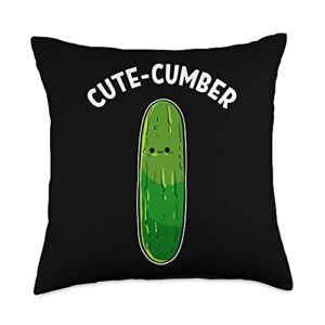cute-cumber cucumber lover throw pillow, 18x18, multicolor