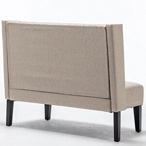 Andeworld Modern Loveseat Settee Bench Sofa Upholstered Banquette Couch for Dining Living Room Hallway or Entryway Seating Funiture with Wooden Legs(Putty)