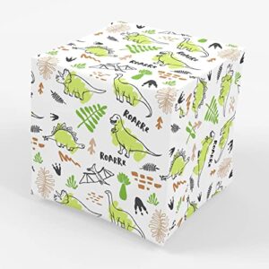 stesha party green dinosaur wrapping paper birthday gift - folded 30 x 20 inch (3 sheets)