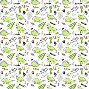 Stesha Party Green Dinosaur Wrapping Paper Birthday Gift - Folded 30 x 20 Inch (3 Sheets)