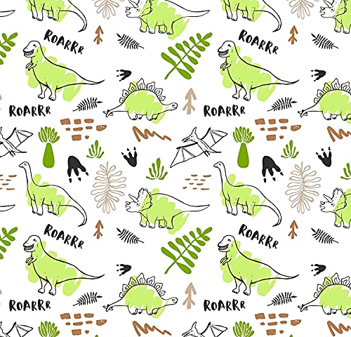 Stesha Party Green Dinosaur Wrapping Paper Birthday Gift - Folded 30 x 20 Inch (3 Sheets)