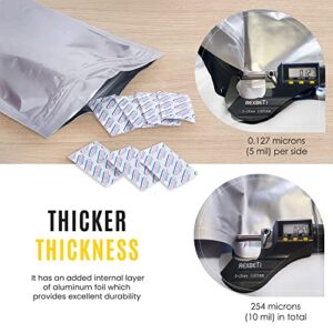 10 Mil Thick 25 pcs Mylar Bags 1 Gallon with Oxygen Absorbers 500CC, Resealable, Food Grade, Leak Proof, Air-Tight