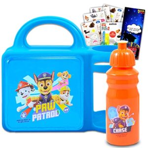 nick shop paw patrol lunch box for boys, kids bundle - paw patrol lunch box and water bottle set featuring chase, marshall, and more with pop up stickers and more (paw patrol school supplies)