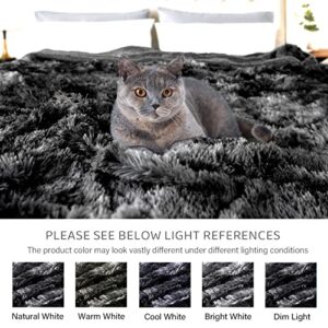 Comaza Soft Fuzzy Faux Fur Throw Blanket,Reversible Lightweight Shaggy Fluffy Cozy Plush Fleece Comfy Furry Sherpa Microfiber Blanket for Couch Sofa Bed,as Gift Home Decor(Tie Dye Black,Twin 60"x80")