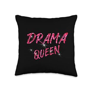 fun drama queen geschenkidee frauen mÄdchen drama queen women's men's children throw pillow, 16x16, multicolor