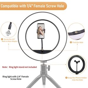 Phone Holder for Ring Light and Tripod Stand with 1/4 and Hot Shoe Adapter, Flexible Phone Tripod Mount Adapter (Black)